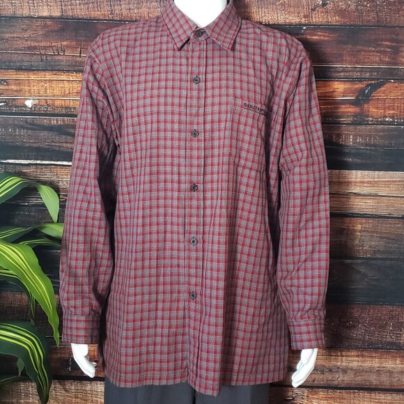 Southpole Top XL Vintage Y2K Flannel Button Up Shirt Red Gray Plaid - Picture 8 of 12